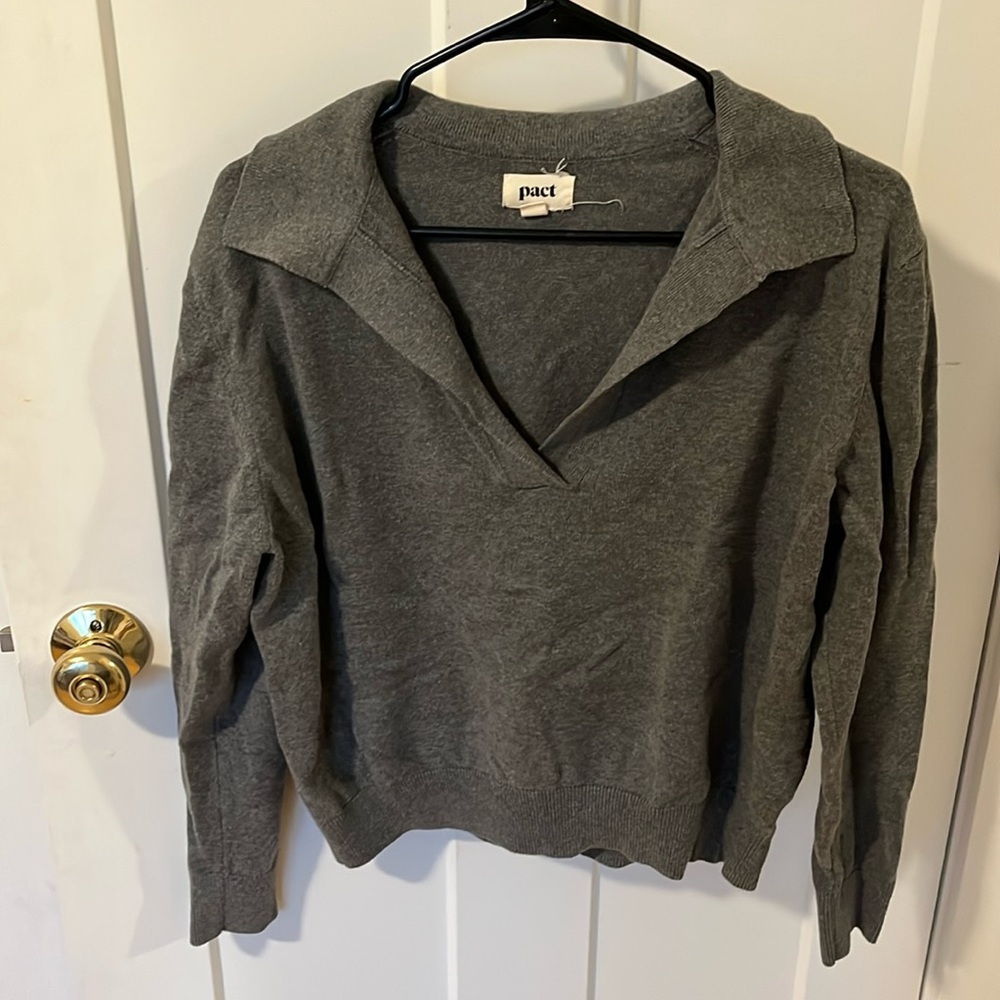 Pact fine knit polo sweater